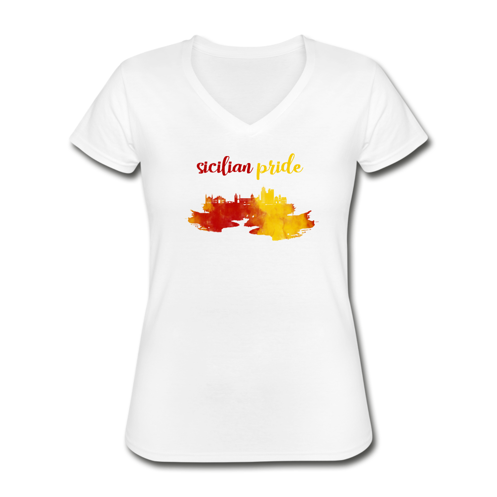 Sicilian Pride Women's V-neck T-shirt - white