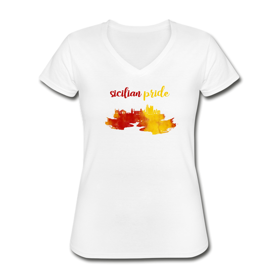 Sicilian Pride Women's V-neck T-shirt - white