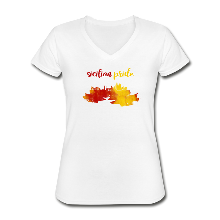 Sicilian Pride Women's V-neck T-shirt - white