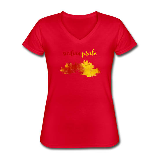 Sicilian Pride Women's V-neck T-shirt - red