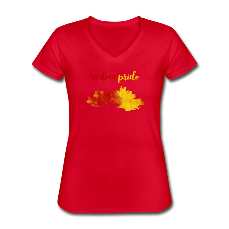 Sicilian Pride Women's V-neck T-shirt - red