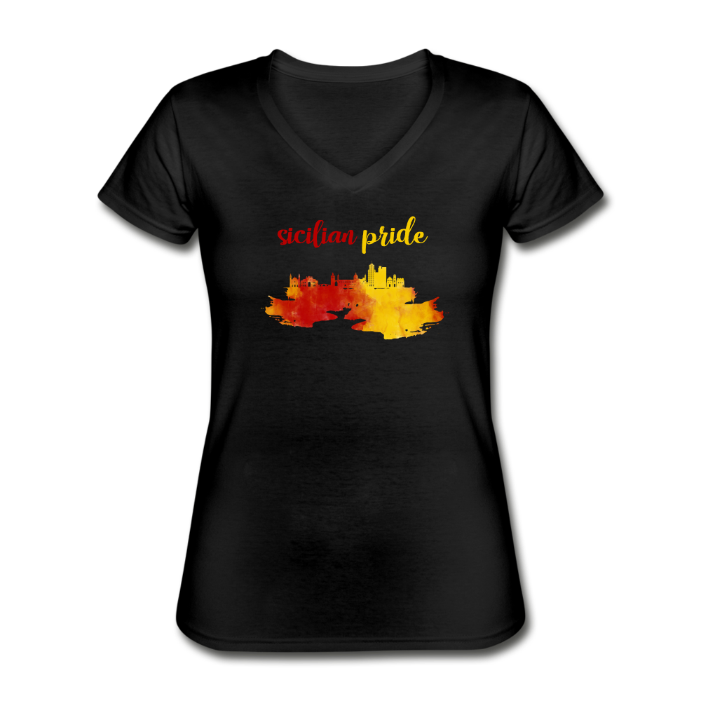Sicilian Pride Women's V-neck T-shirt - black