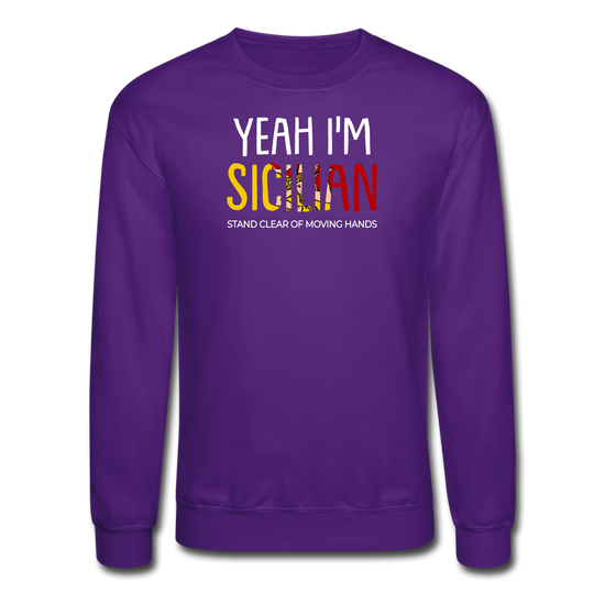 Yeah I am Sicilian Crewneck Sweatshirt - purple