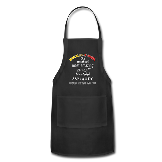 Sicilian Girl the sweetest psychotic creature Apron - black