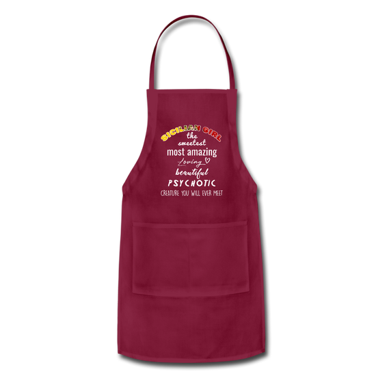 Sicilian Girl the sweetest psychotic creature Apron - burgundy