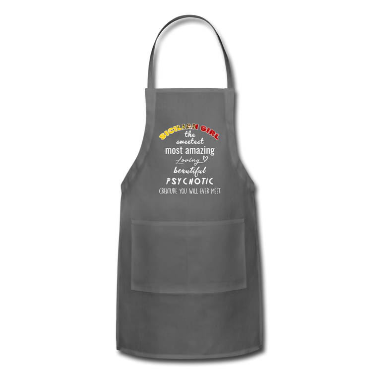 Sicilian Girl the sweetest psychotic creature Apron - charcoal