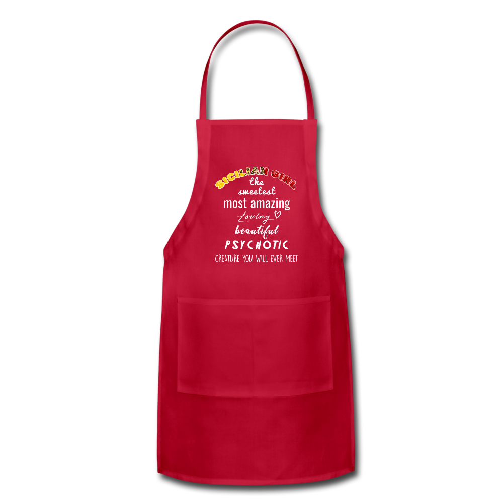Sicilian Girl the sweetest psychotic creature Apron - red