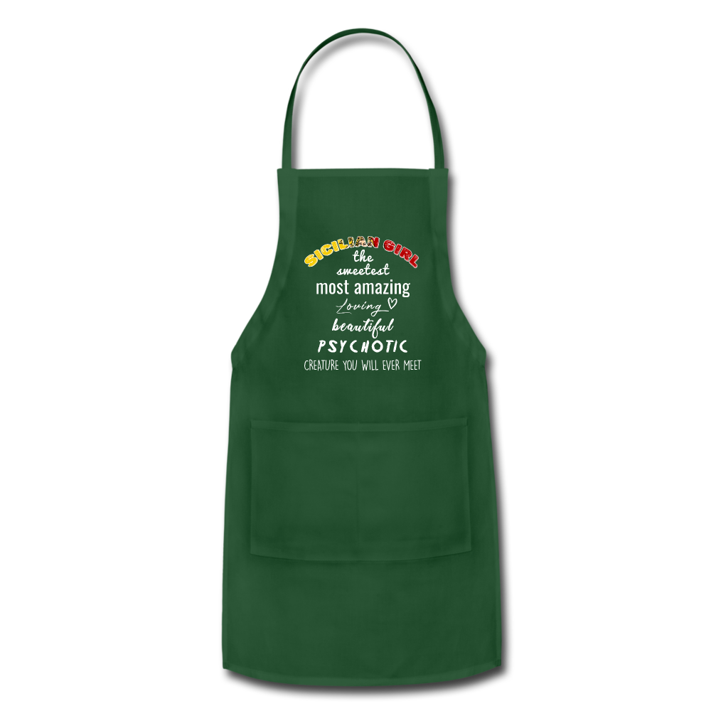 Sicilian Girl the sweetest psychotic creature Apron - forest green