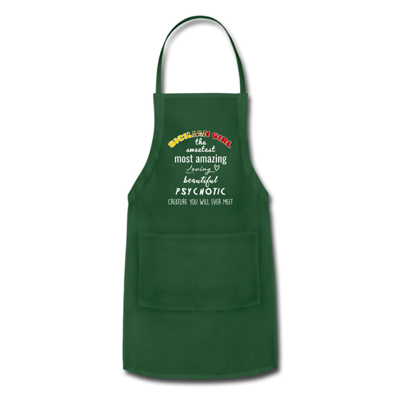 Sicilian Girl the sweetest psychotic creature Apron - forest green