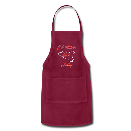 I'd rather be in Sicily Apron - burgundy