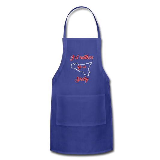 I'd rather be in Sicily Apron - royal blue