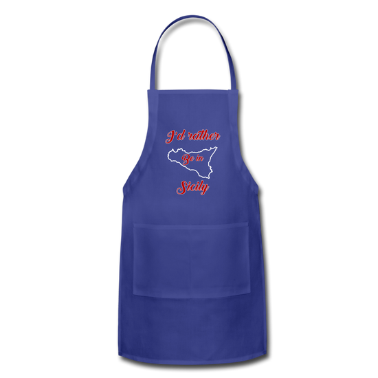 I'd rather be in Sicily Apron - royal blue