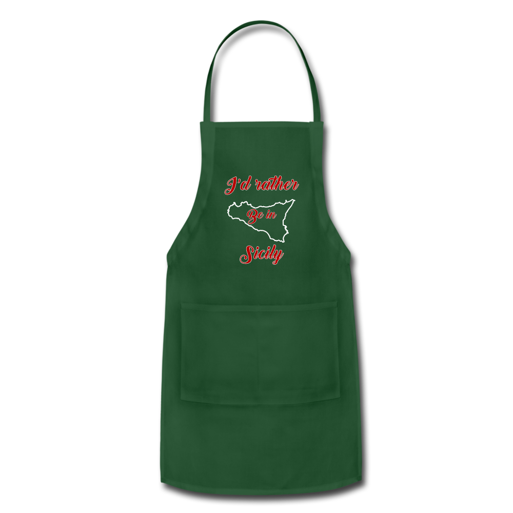 I'd rather be in Sicily Apron - forest green