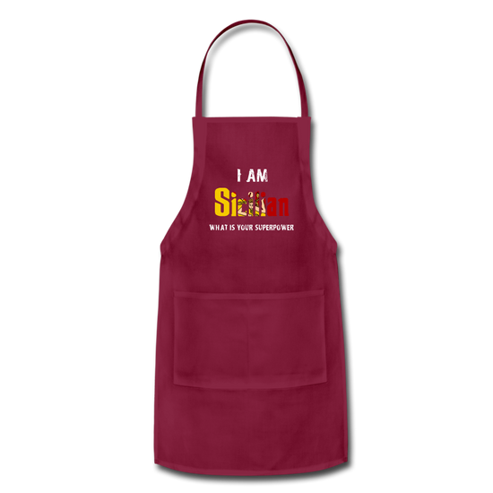 I am Sicilian what's your superpower? Apron - burgundy