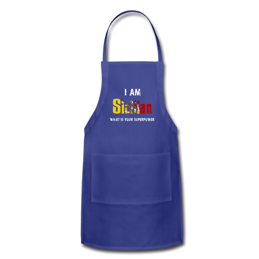 I am Sicilian what's your superpower? Apron - royal blue