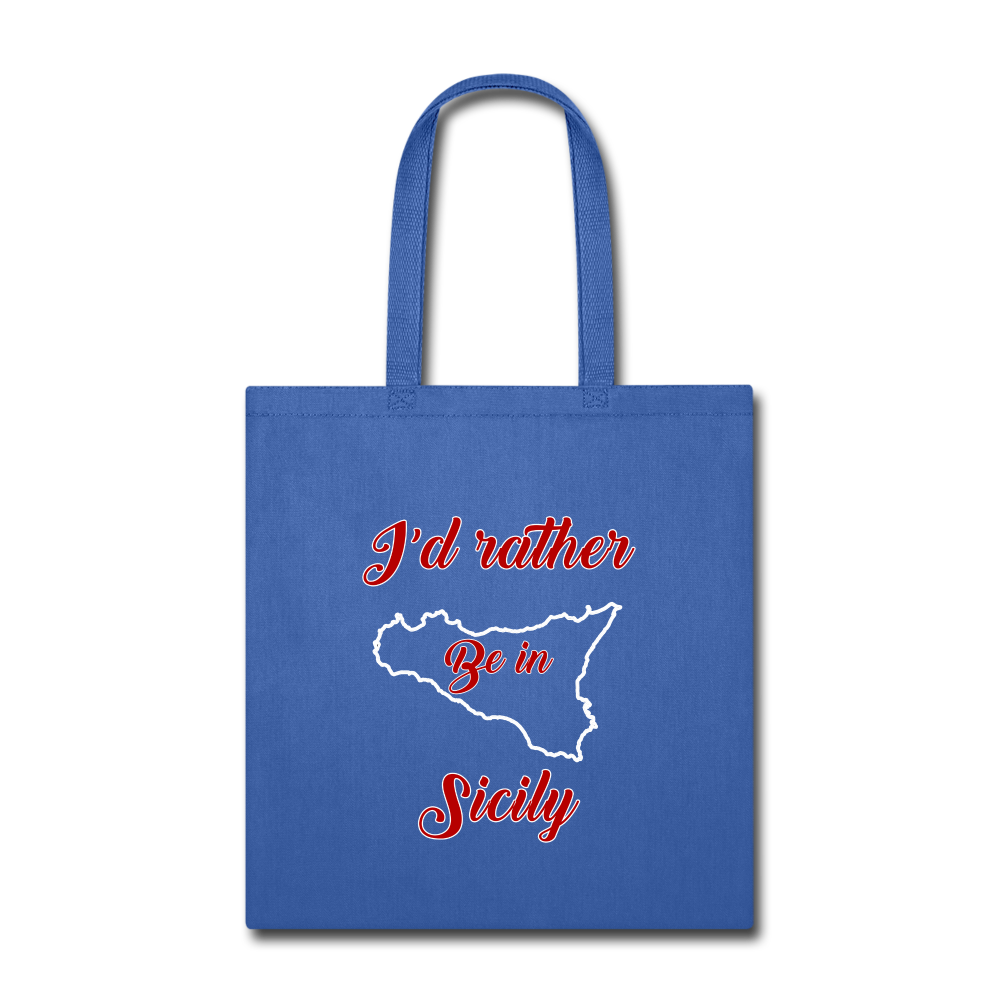 I'd rather be in Sicily Cotton Tote Bag - royal blue