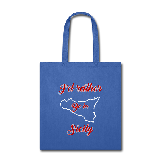 I'd rather be in Sicily Cotton Tote Bag - royal blue