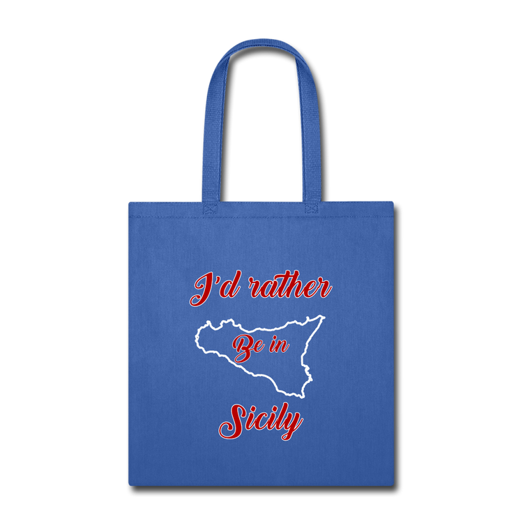 I'd rather be in Sicily Cotton Tote Bag - royal blue