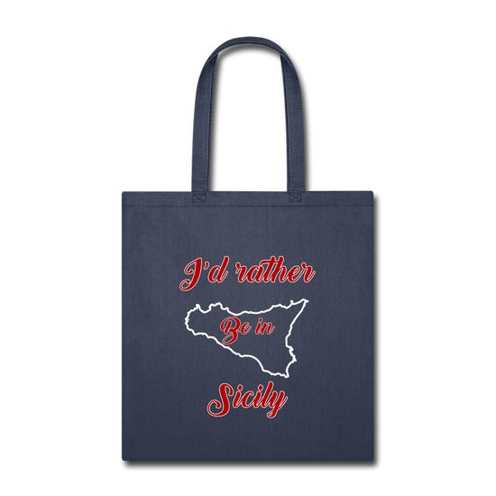 I'd rather be in Sicily Cotton Tote Bag - navy