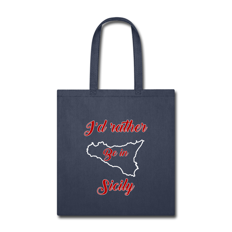 I'd rather be in Sicily Cotton Tote Bag - navy