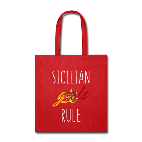 Sicilian girls rule Cotton Tote Bag - red