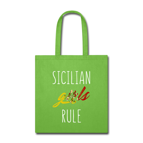 Sicilian girls rule Cotton Tote Bag - lime green