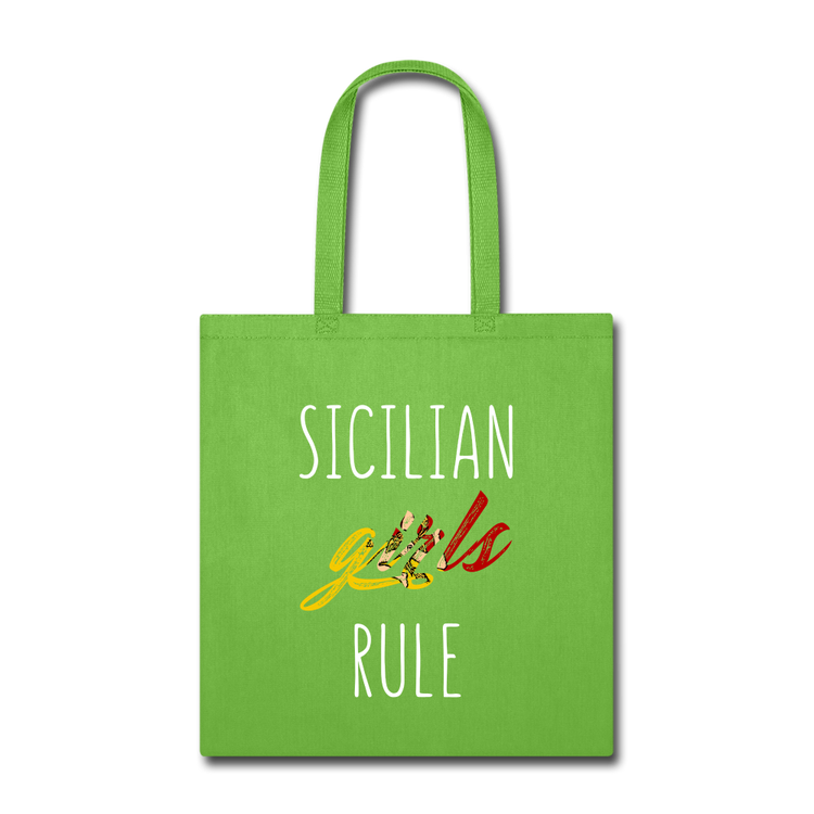 Sicilian girls rule Cotton Tote Bag - lime green