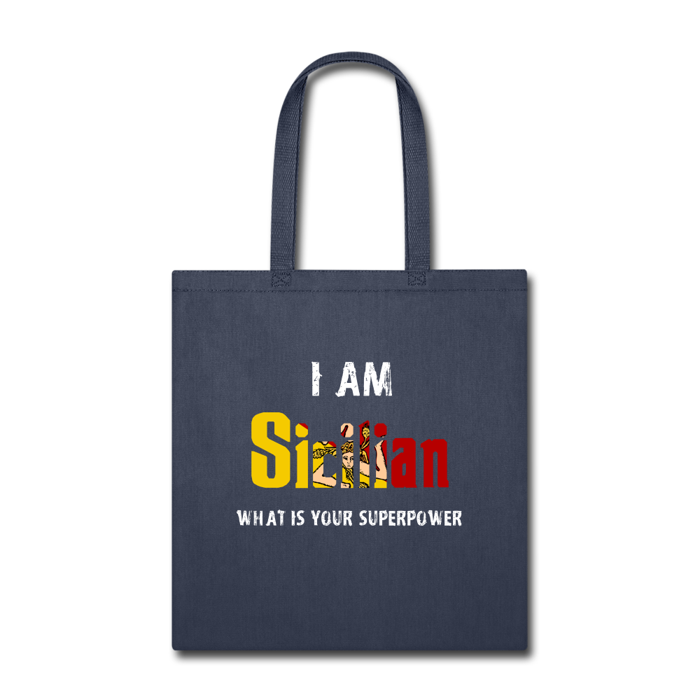 I am Sicilian what's your superpower? Cotton Tote Bag - black
