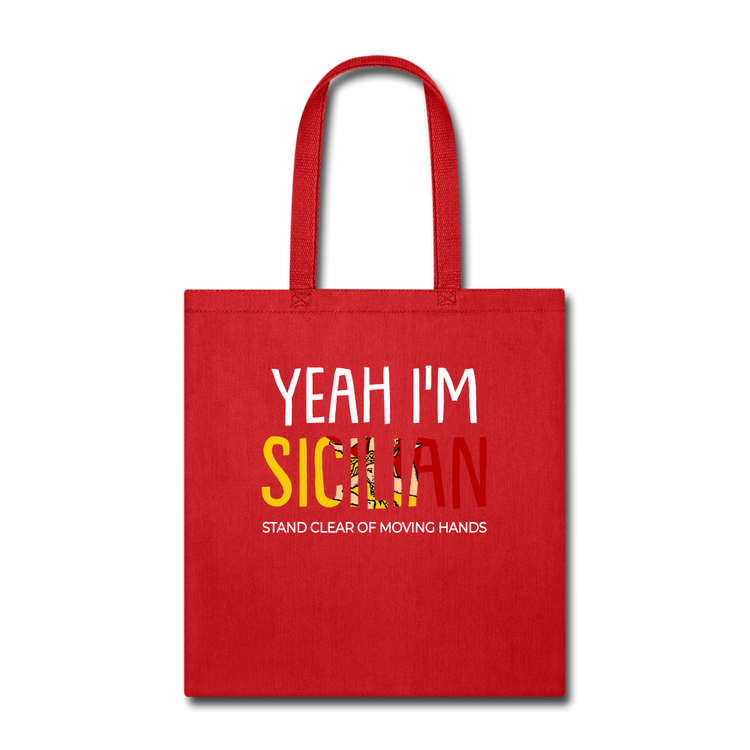 Yeah I am Sicilian Cotton Tote Bag - red