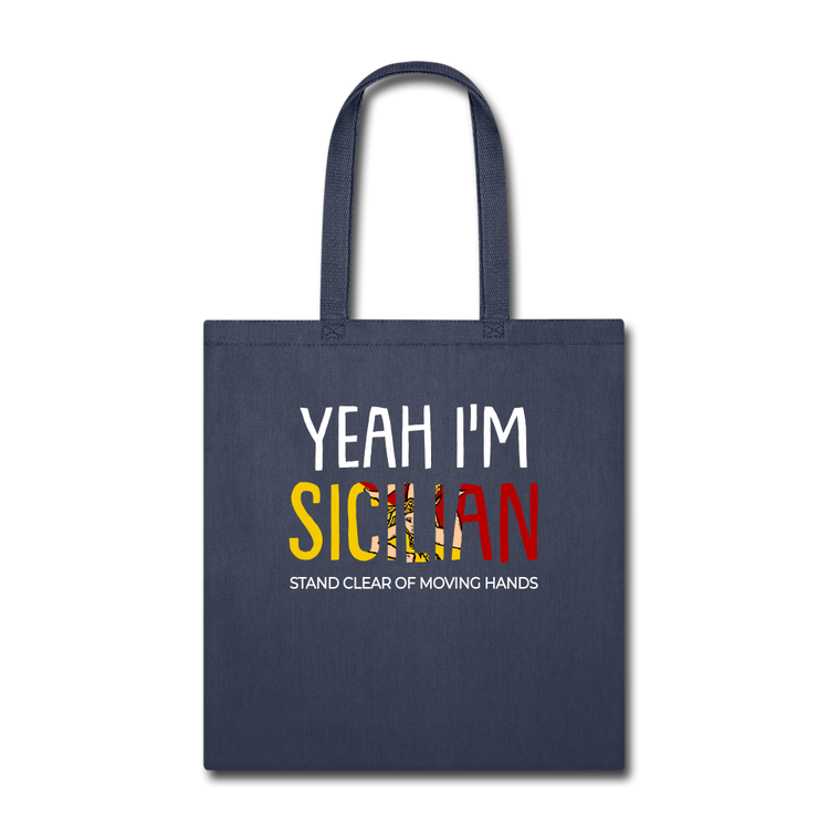 Yeah I am Sicilian Cotton Tote Bag - navy