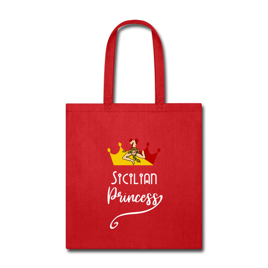 Sicilian Princess Cotton Tote Bag - red