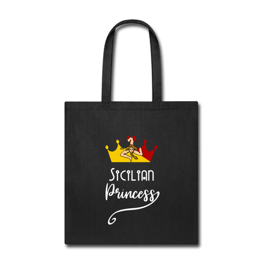 Sicilian Princess Cotton Tote Bag - black
