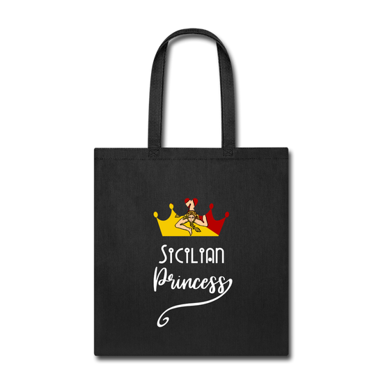 Sicilian Princess Cotton Tote Bag - black