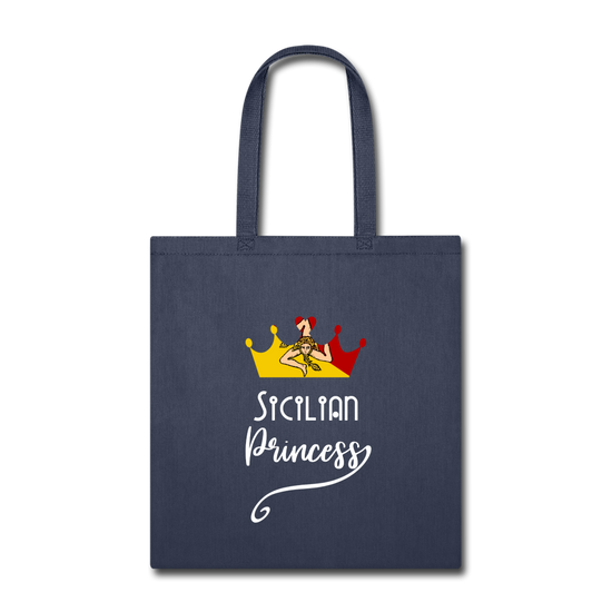 Sicilian Princess Cotton Tote Bag - navy