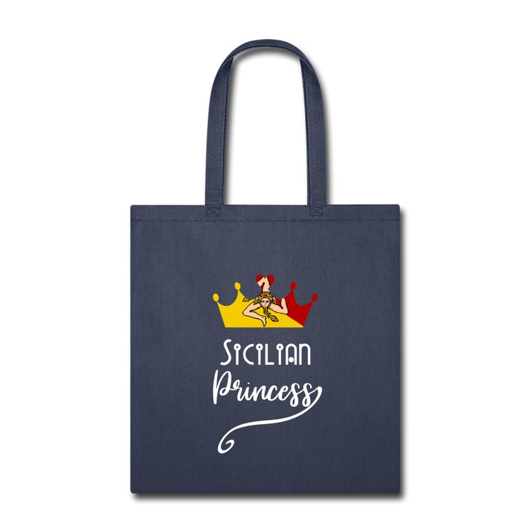 Sicilian Princess Cotton Tote Bag - navy