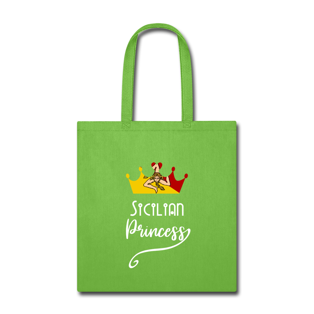 Sicilian Princess Cotton Tote Bag - lime green