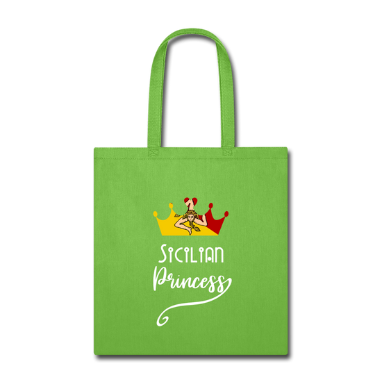 Sicilian Princess Cotton Tote Bag - lime green