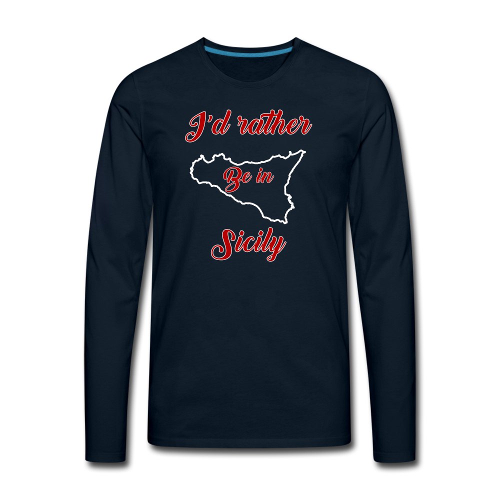 I'd rather be in Sicily Men's Longsleeve - deep navy