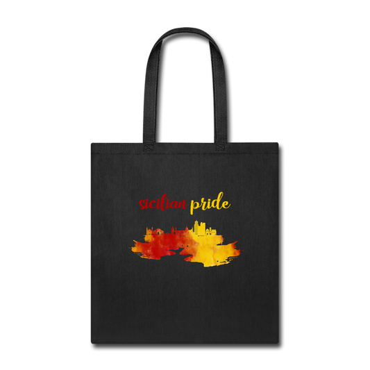 Sicilian Pride Cotton Tote Bag - black