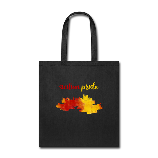 Sicilian Pride Cotton Tote Bag - black