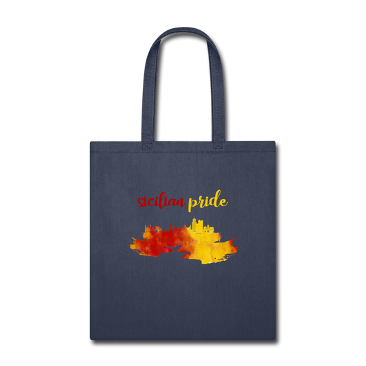 Sicilian Pride Cotton Tote Bag - navy