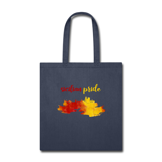 Sicilian Pride Cotton Tote Bag - navy