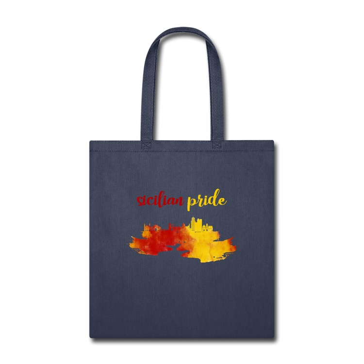 Sicilian Pride Cotton Tote Bag - navy