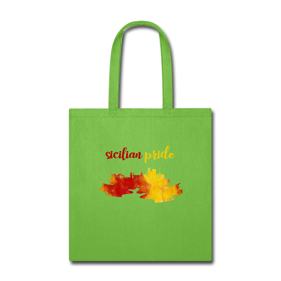 Sicilian Pride Cotton Tote Bag - lime green