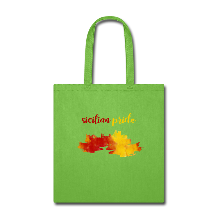 Sicilian Pride Cotton Tote Bag - lime green