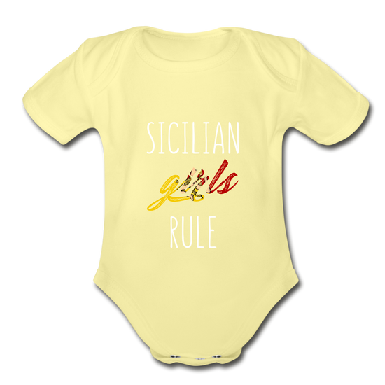 Sicilian girls rule Organic Onesie - washed yellow