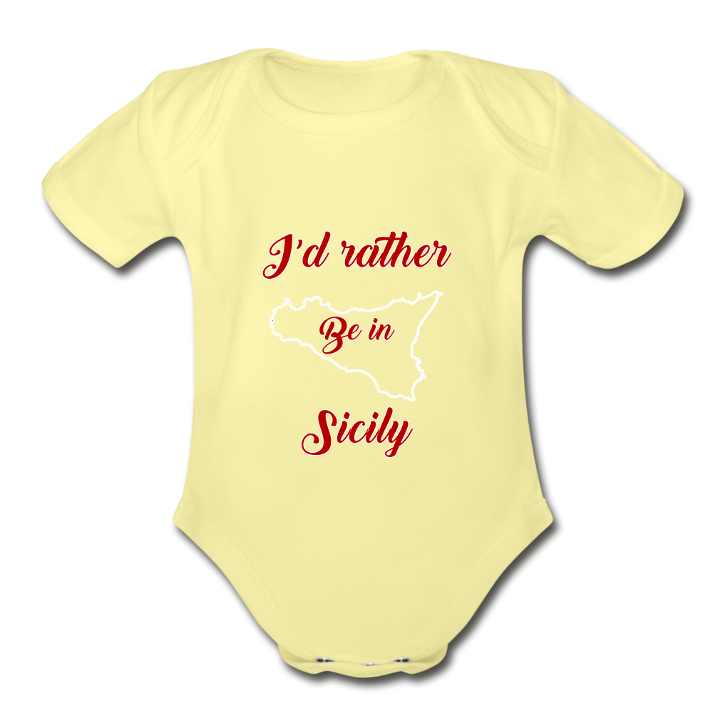 I'd rather be in Sicily Organic Onesie - washed yellow
