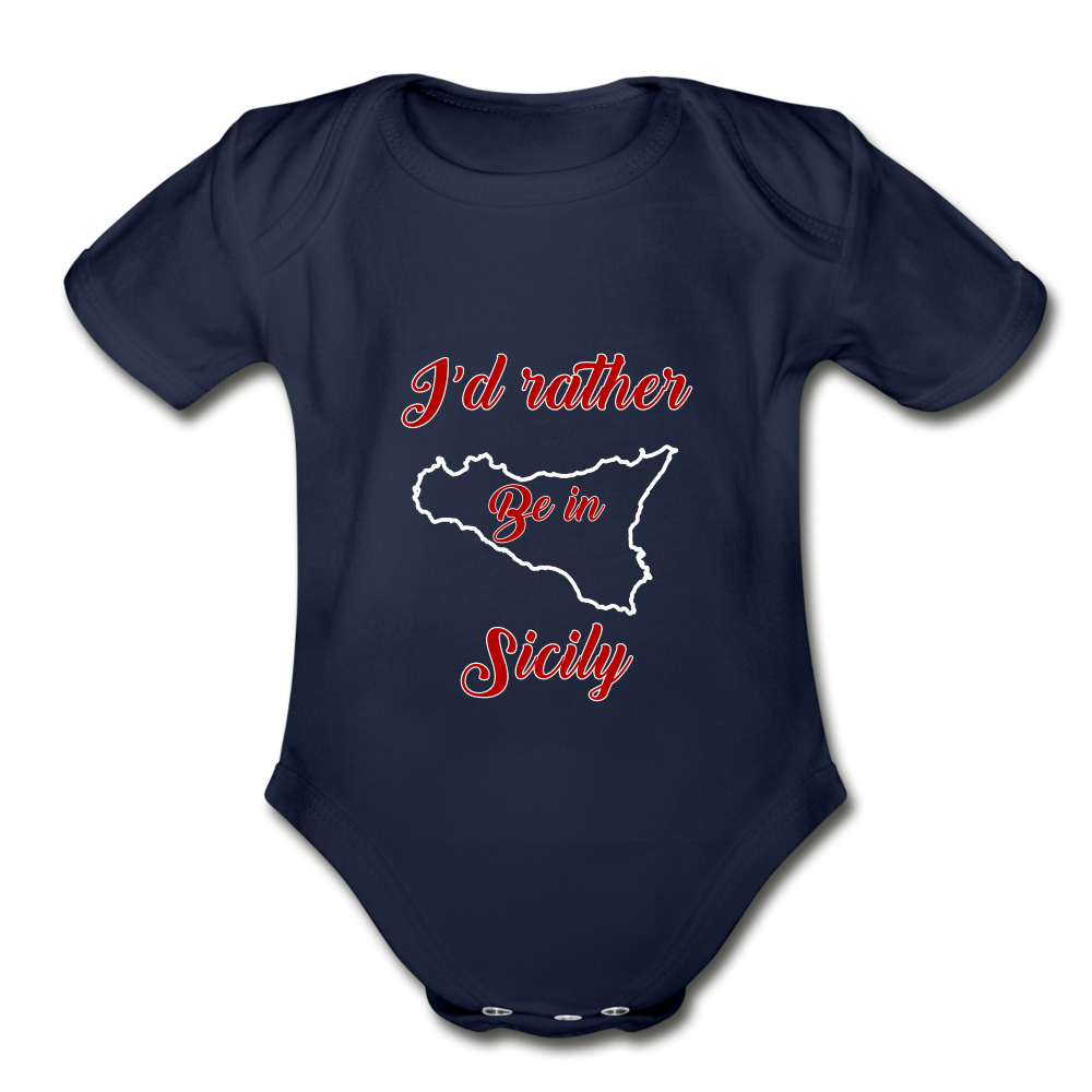 I'd rather be in Sicily Organic Onesie - dark navy