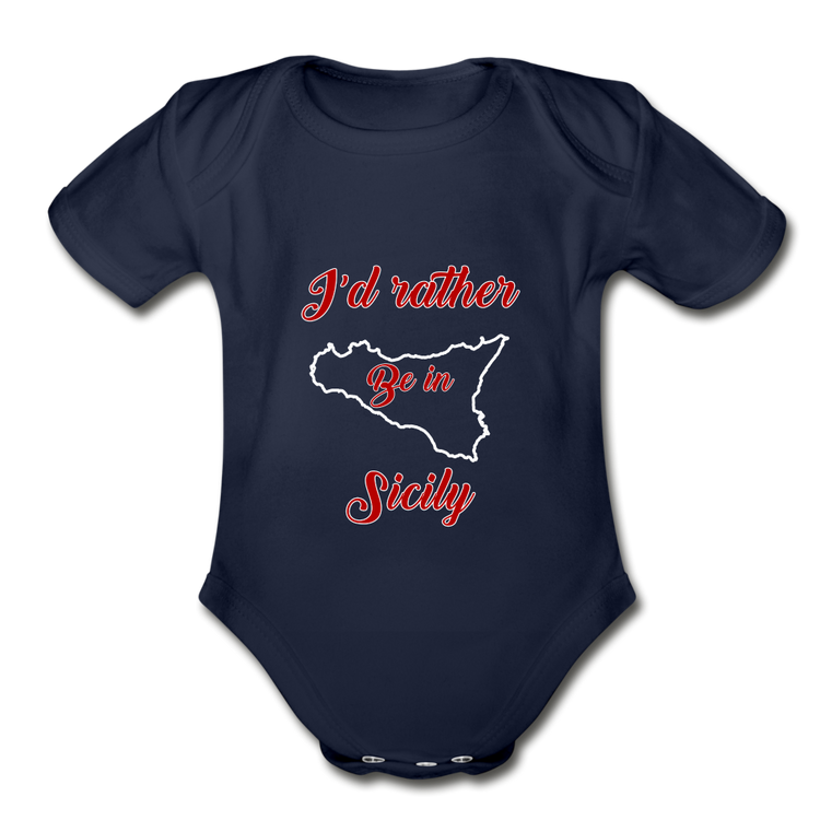 I'd rather be in Sicily Organic Onesie - dark navy