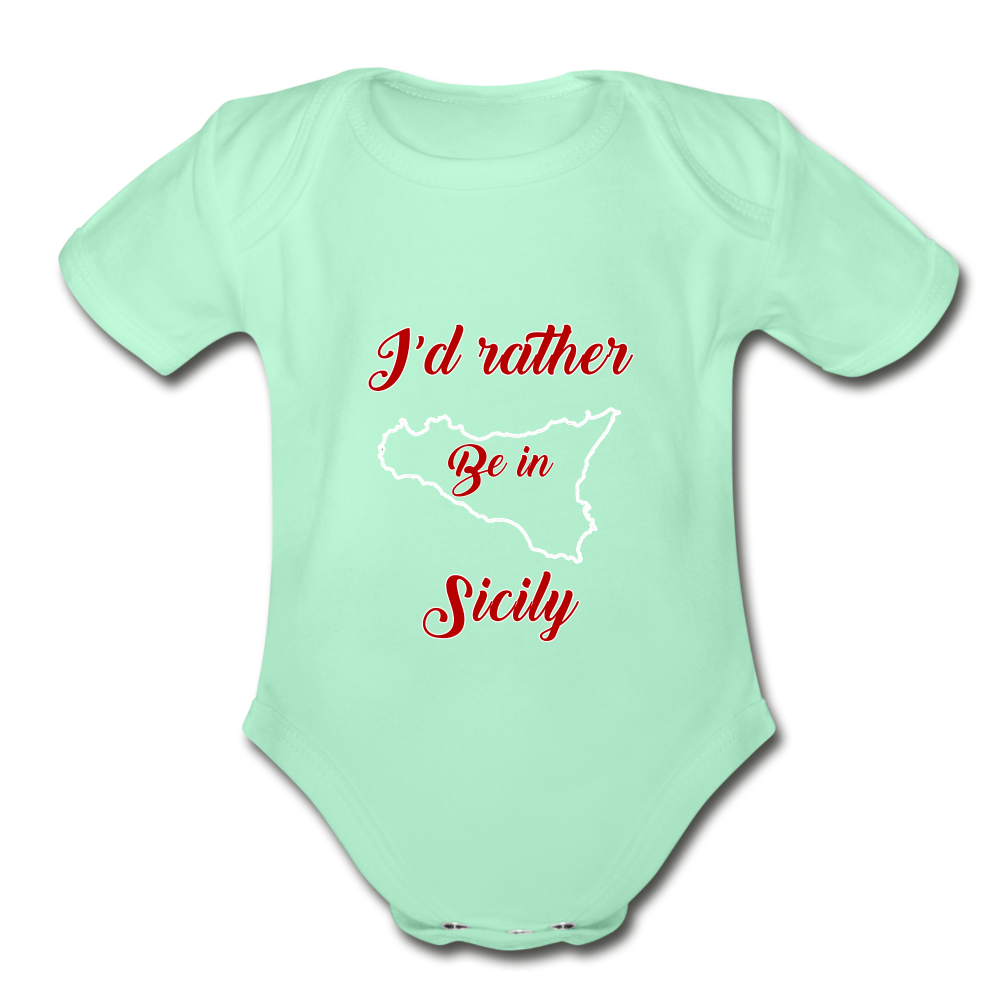 I'd rather be in Sicily Organic Onesie - light mint